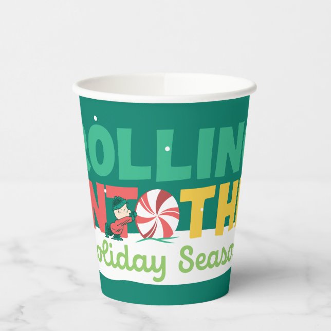 Charlie Brown | In die Urlaubssaison einrollen Pappbecher (Links)