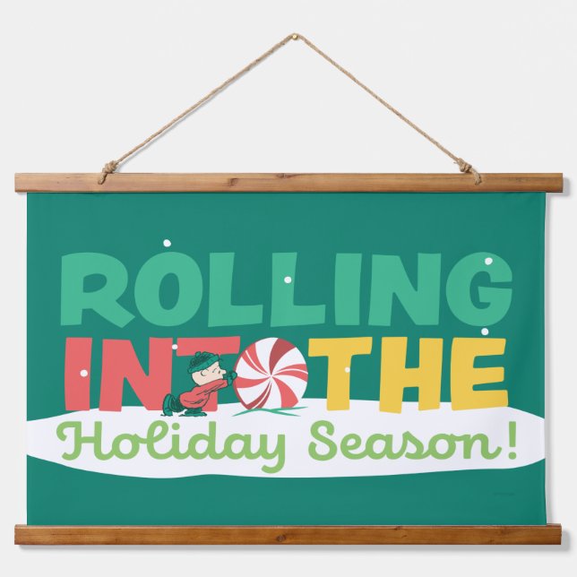 Charlie Brown | In die Urlaubssaison einrollen Wandteppich Mit Holzrahmen (Vorne)