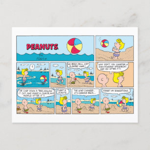 Charlie Brown & Sally am Strand Postkarte