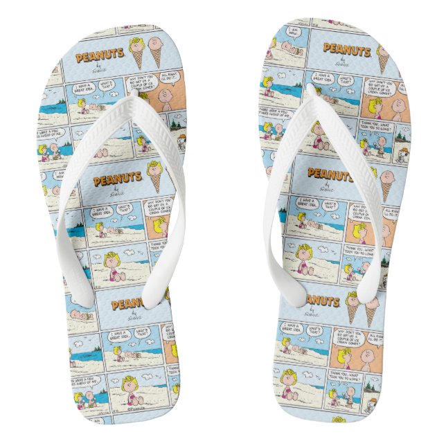 Charlie Brown & Sally Ice Cream am Strand Flip Flops (Fußbett)