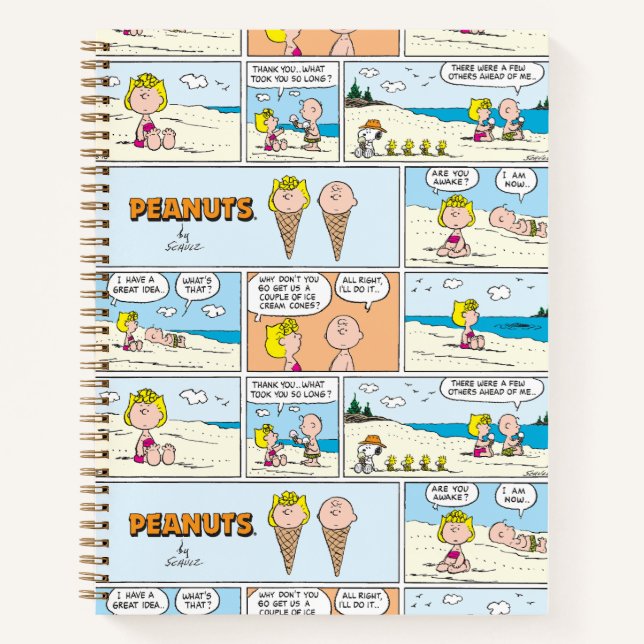 Charlie Brown & Sally Ice Cream am Strand Notizbuch (Vorderseite)
