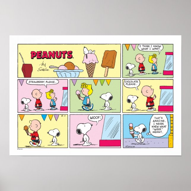 Charlie Brown, Snoopy & Sally | Eiscreme Poster (Vorne)