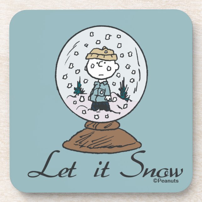 Charlie Brown Snow Globe Graphic - Let It Snow Getränkeuntersetzer (Vorderseite)