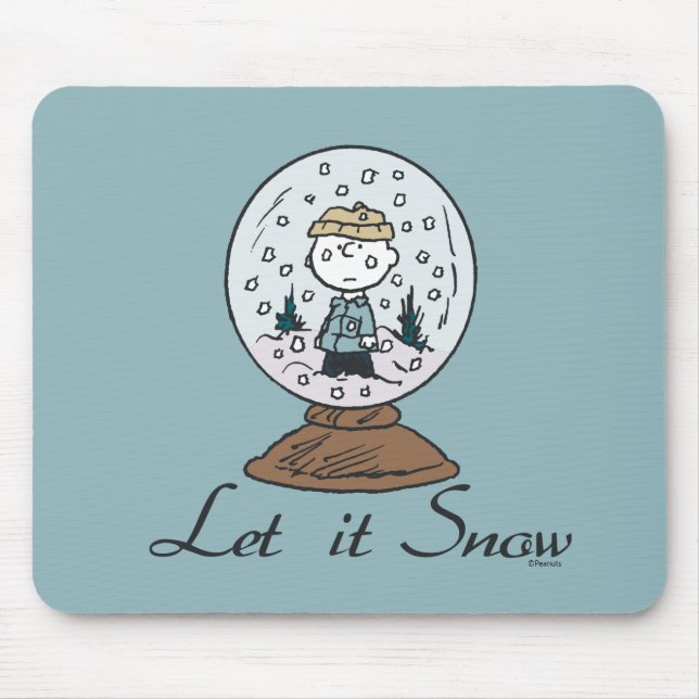 Charlie Brown Snow Globe Graphic - Let It Snow Mousepad (Vorne)