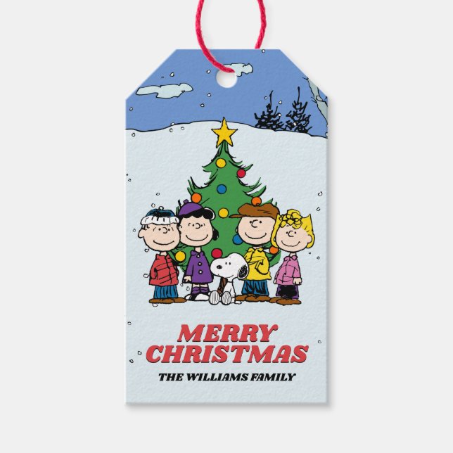 Charlie Brown und Freunde Weihnachten Geschenkanhänger (Vorderseite)