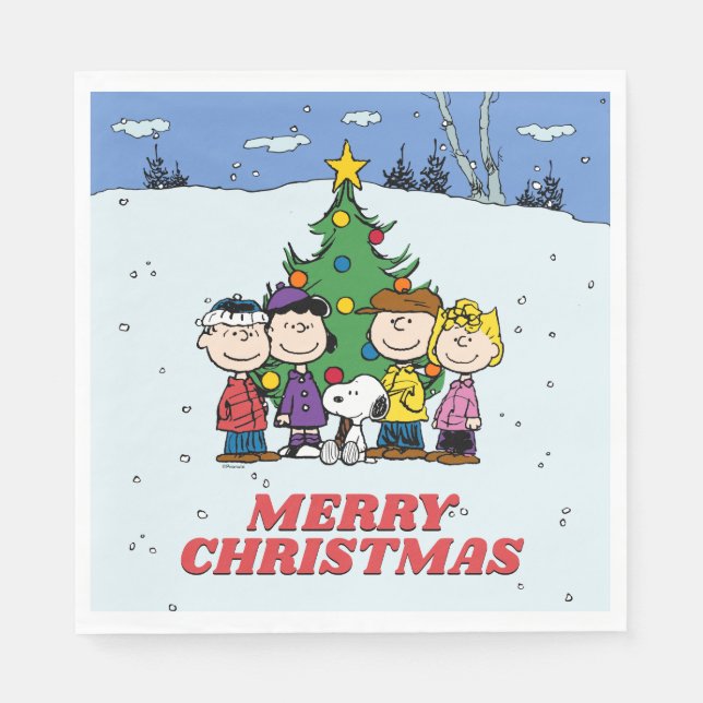Charlie Brown und Freunde Weihnachten Serviette (Vorderseite)