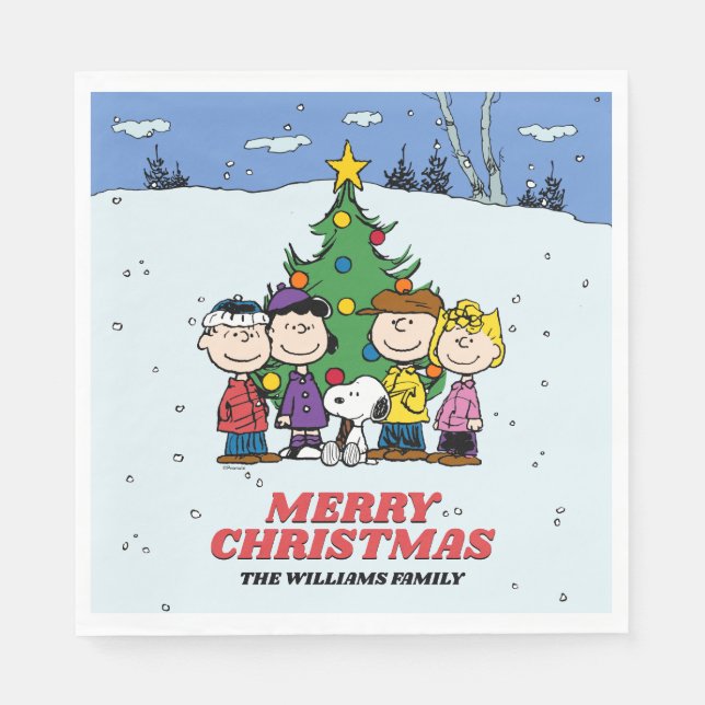 Charlie Brown und Freunde Weihnachten Serviette (Vorderseite)