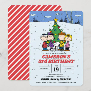 Charlie Brown und Freunde Winter zum Geburtstag Einladung