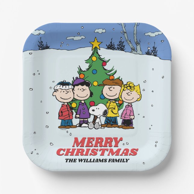 Charlie Brown und Friends Christmas Party Pappteller (Vorderseite)