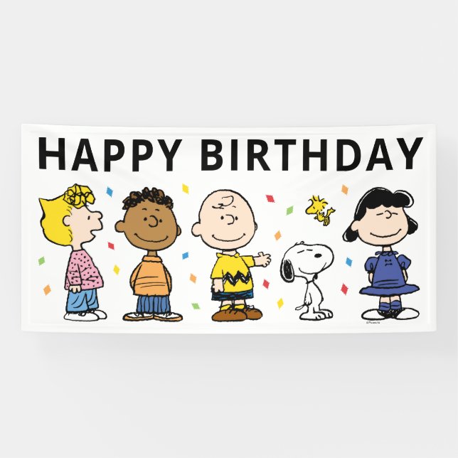 Charlie Brown und Gang Confetti Birthday Banner (Horizontal)
