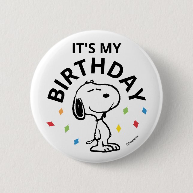 Charlie Brown und Gang Confetti Birthday Button (Vorderseite)