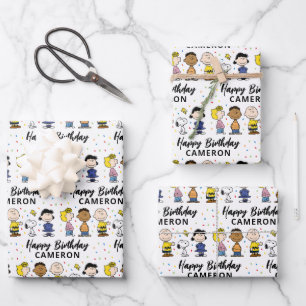 Charlie Brown und Gang Confetti Birthday Geschenkpapier Set