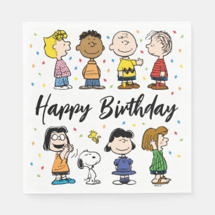 Charlie Brown und Gang Confetti Birthday Serviette