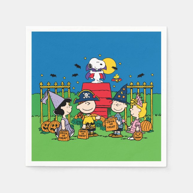 Charlie Brown und Gang Halloween-Party Serviette (Vorderseite)