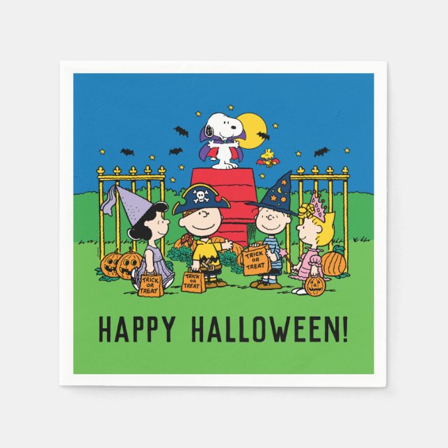 Charlie Brown und Gang Halloween-Party Serviette (Vorderseite)