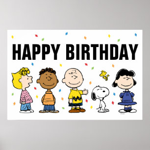 Charlie Brown und Gang Konfetti Geburtstag Poster