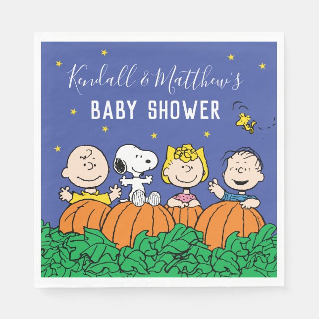 Charlie Brown und Gang Pumpkin Baby Shower Serviette (Vorderseite)