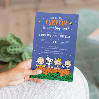 Charlie Brown und Gang Pumpkin Erster Geburtstag Einladung