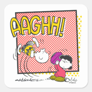 Charlie Brown und Lucy Football Comic Graphic Quadratischer Aufkleber