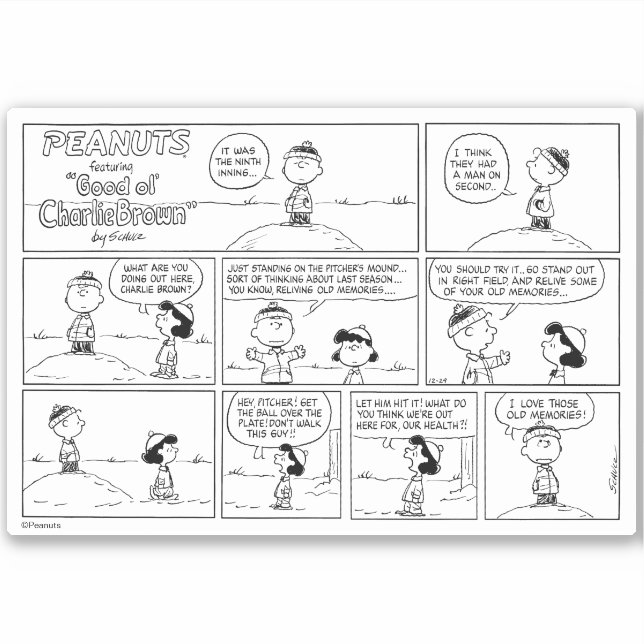 Charlie Browns Erinnerungen am Pitcher-Berg Aufkleber (Vorderseite)