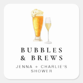 CHARLIE Bubbles & Brews Paare Dusche Gefallen Quadratischer Aufkleber