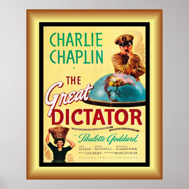 Charlie Chaplin's ~ The Great Dictator 1940 ~ Post Poster (Vorne)