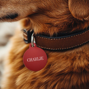 Charlie Classic Name Monogram Rot Haustiermarke