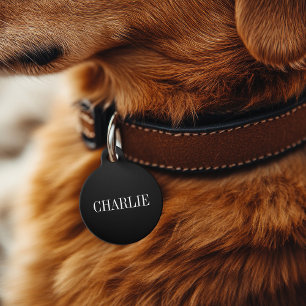 Charlie Classic Name Monogram Schwarz Haustiermarke