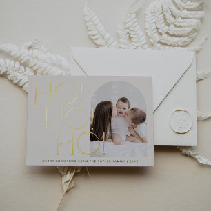 CHARLIE Creme Gold Foil Ho Ho Foto Weihnachten Folien Feiertagskarte