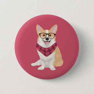 Charlie der Hipsterkarierte Button