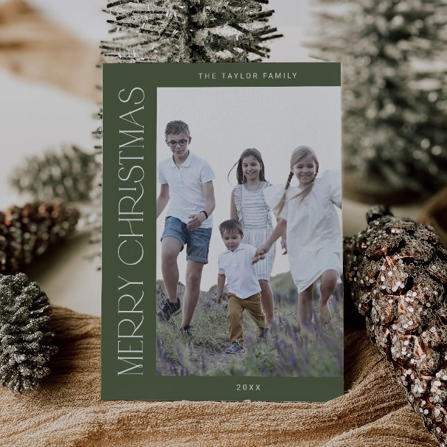 CHARLIE Green Family Foto Boho Frohe Weihnachten (CHARLIE Green Family Photo Boho Merry Christmas Holiday Card)