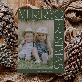 CHARLIE Green Gold Foil Fun Foto Frohe Weihnachten Folien Feiertagskarte