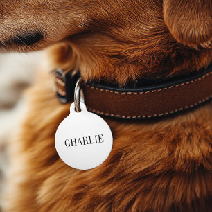 Charlie Klassischer Namensmonogramm   Weiß Haustiermarke