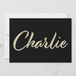 Charlie Name white gold Handwriting Karte