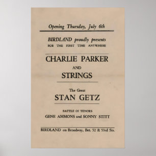 Charlie Parker - Stan Getz Jazzplakat - Birdland Poster