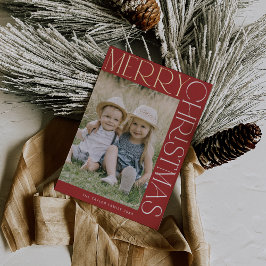 CHARLIE Red Gold Foil Fun Foto Frohe Weihnachten Folien Feiertagskarte