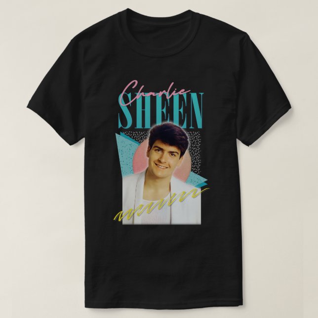 Charlie Sheen 80er Aesthetic T-Shirt (Design vorne)