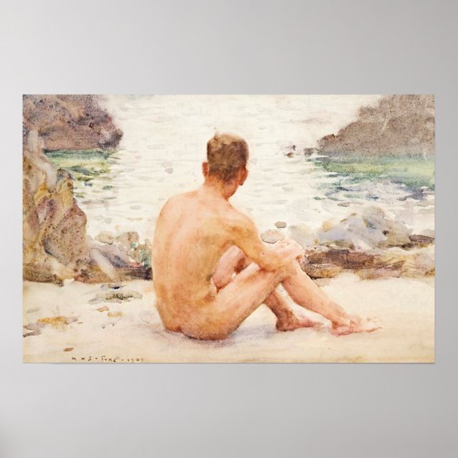 Charlie sitzt auf dem Sand Poster (Vorne)