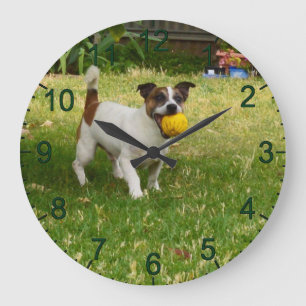 Charlie The Fox Terrier Ball Play, Wall Clock Große Wanduhr