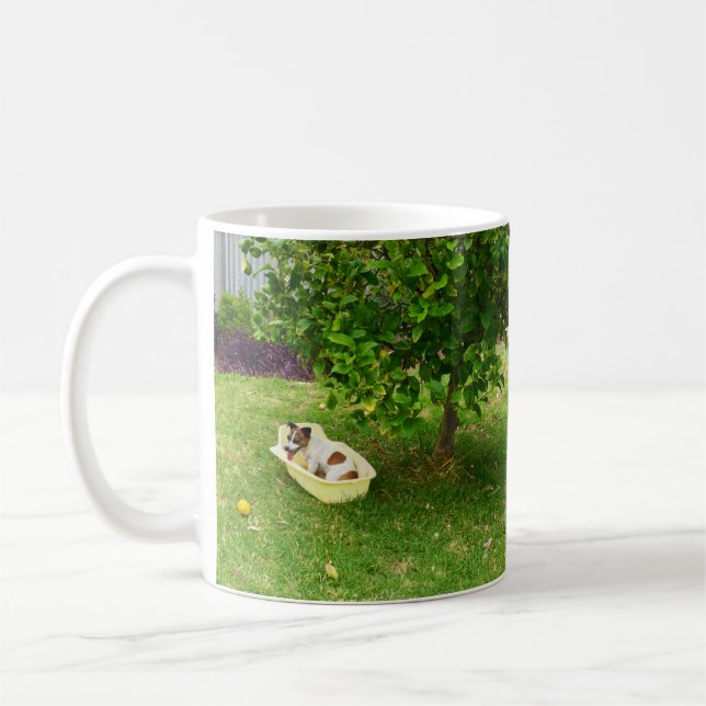 Charlie The Fox Terrier Bath Time, Tasse des Kaffe (Links)