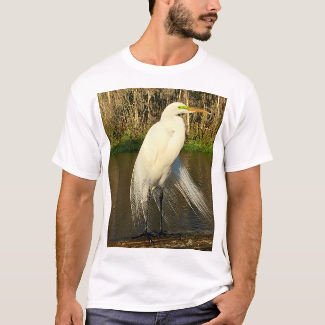 Charlie The Great Egret T-Shirt (Vorderseite)