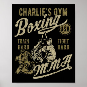 Charlies Gym Boxen MMA Retro-Design für den Namen Poster