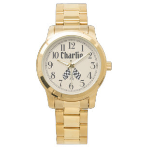 Charlies überquerte Scheckflags-Uhr Armbanduhr