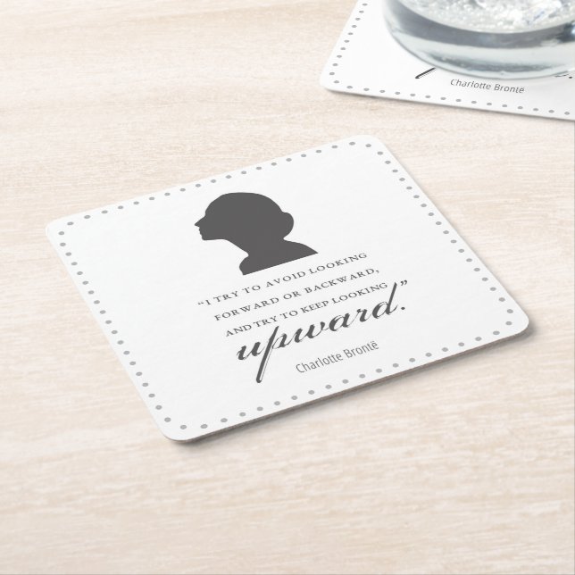 Charlotte Bronte - Behaltend Blick nach oben - Wei Rechteckiger Pappuntersetzer (angewinkelt)