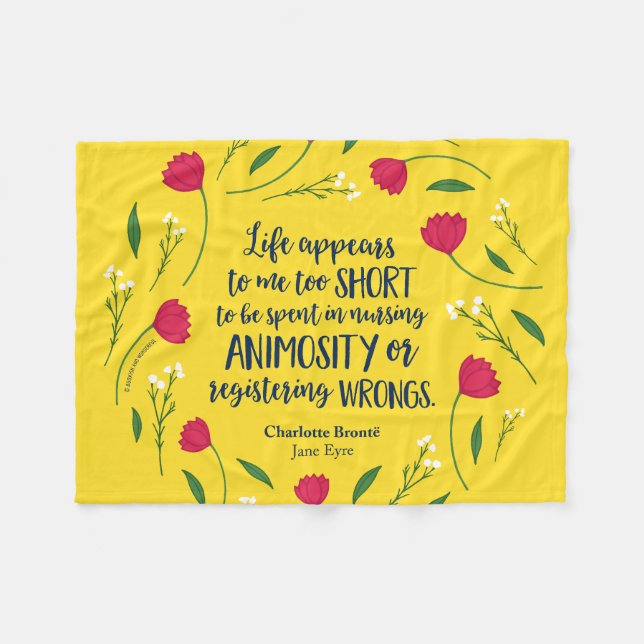 Charlotte Bronte Jane Eyre Blumenzitat Fleecedecke (Vorderseite (Horizontal))