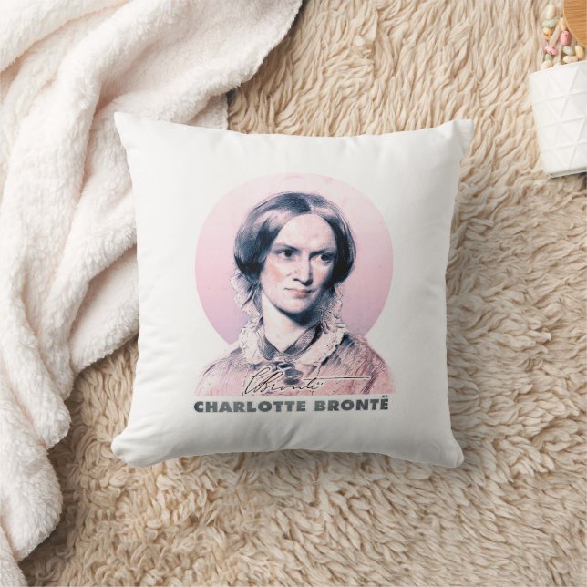 Charlotte Bronte Pink Richmond Portrait Kissen (Decke)