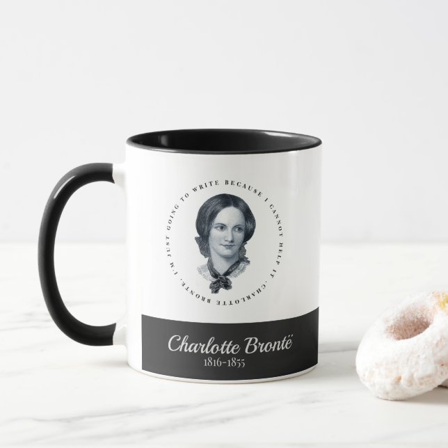 Charlotte Bronte Portrait and Quote Tasse (Mit Donut)