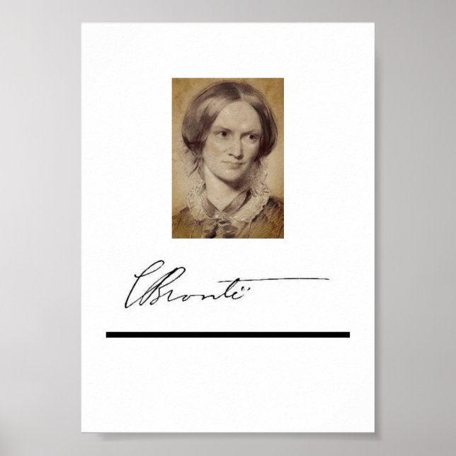 Charlotte Brontë Portrait und Unterschrift Poster (Vorne)