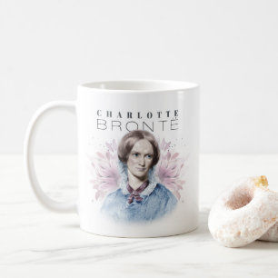 Charlotte Bronte Portrait von Richmond mit Blume Kaffeetasse