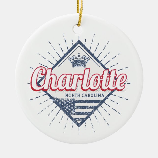 Charlotte City North Carolina Vereinigte Staaten Keramik Ornament (Vorne)